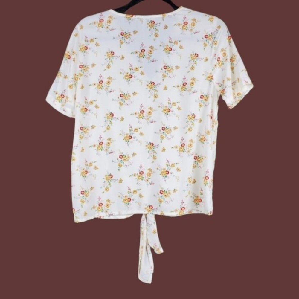 Madewell Womens Novel Tie Front Windowbox Short Sleeve Floral Print Top Size XS - Picture 3 of 6